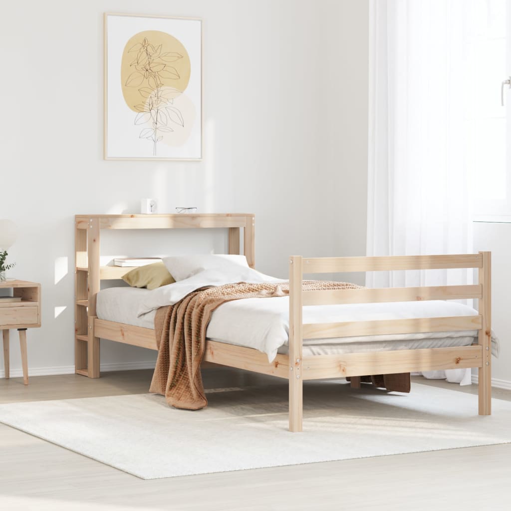 Vetonek Estructura de cama sin colchón madera maciza de pino 90x190 cm