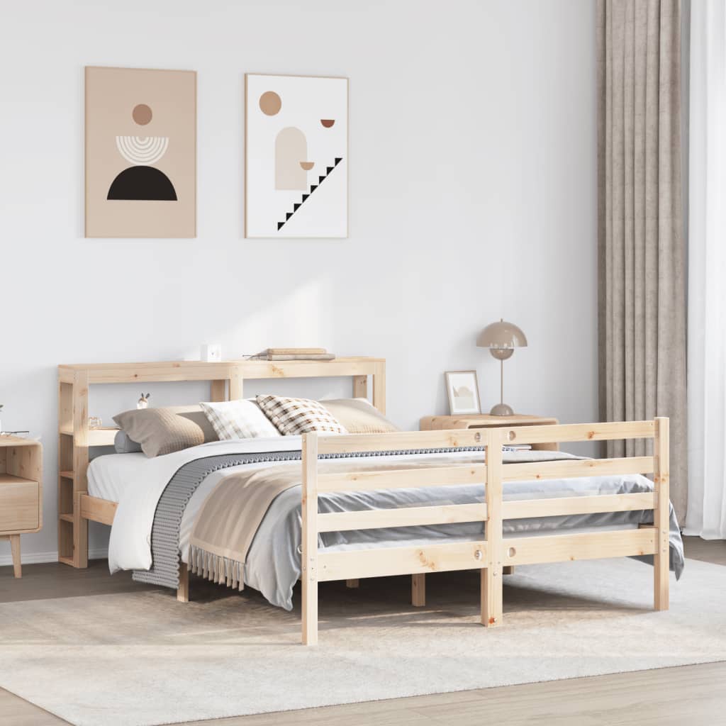 Vetonek Estructura de cama sin colchón madera maciza de pino 120x190 cm