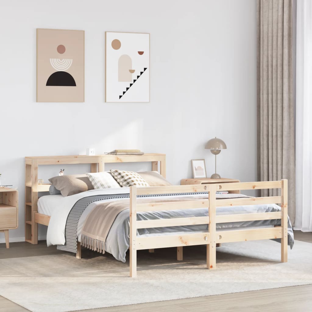 Estructura de cama sin colchón madera maciza de pino 140x190 cm V0740 Vetonek