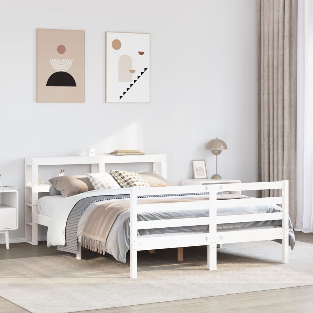 Vetonek Estructura de cama sin colchón madera de pino blanca 150x200 cm