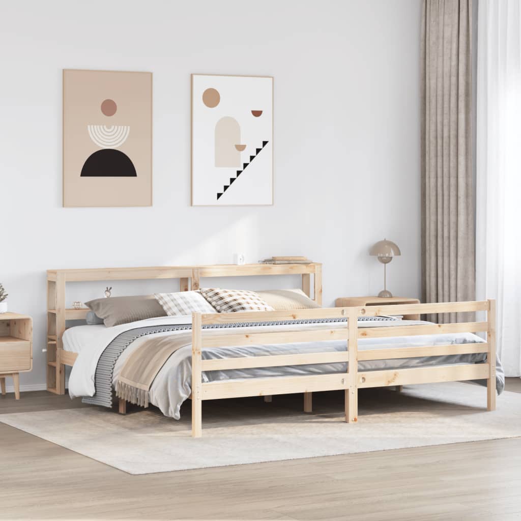 Vetonek Estructura de cama sin colchón madera maciza de pino 180x200 cm