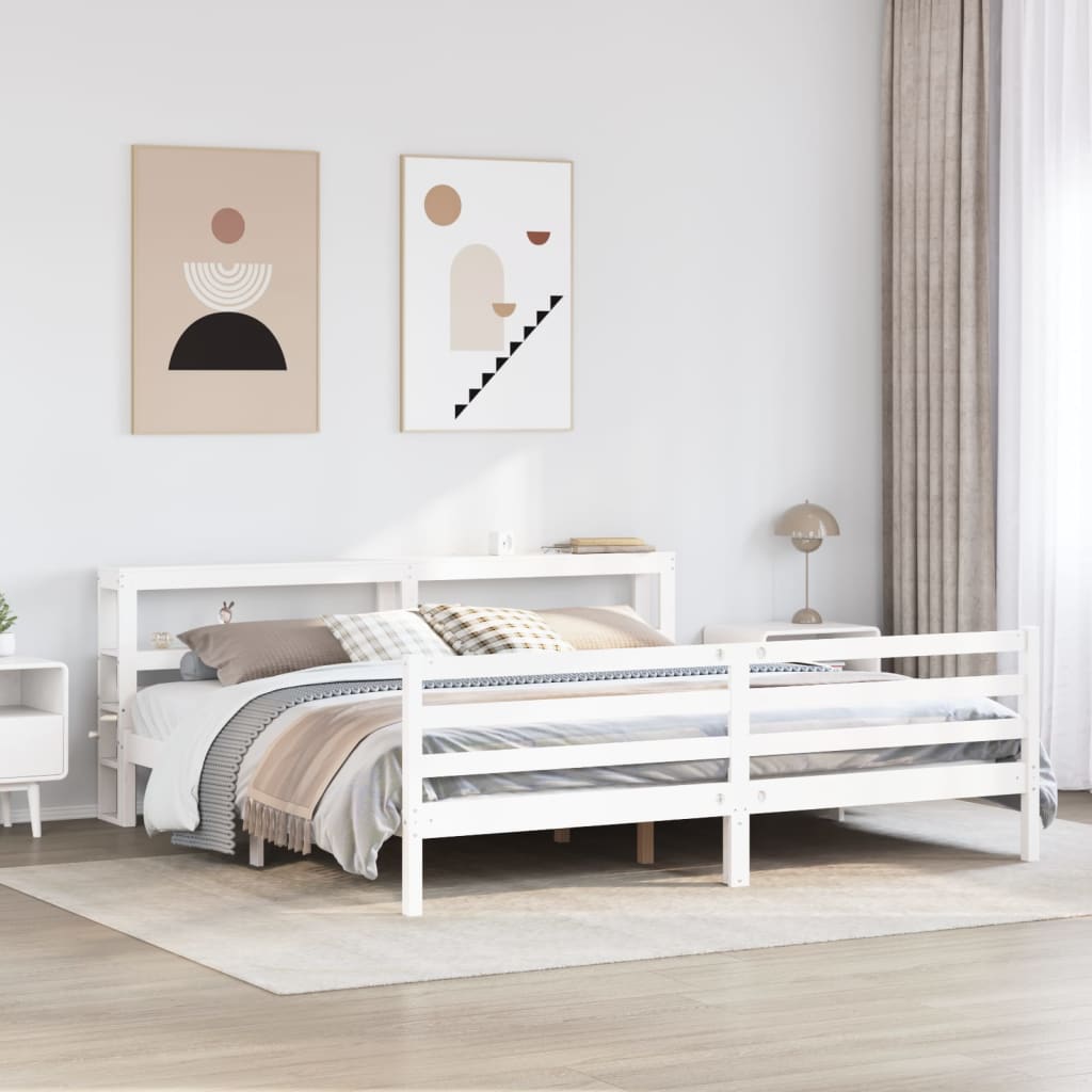 Vetonek Estructura de cama sin colchón madera maciza blanca 200x200 cm