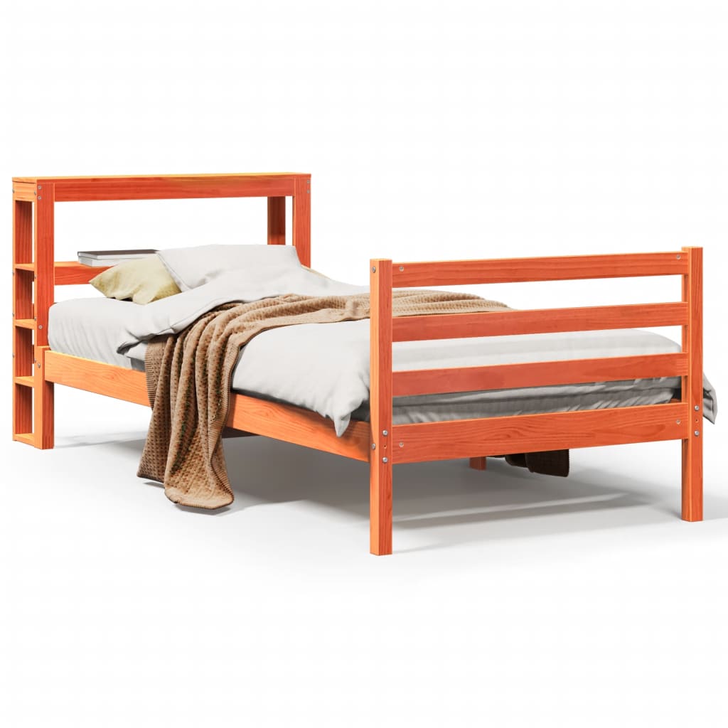 Estructura de cama sin colchón madera maciza marrón 90x190 cm v0931 - Vetonek