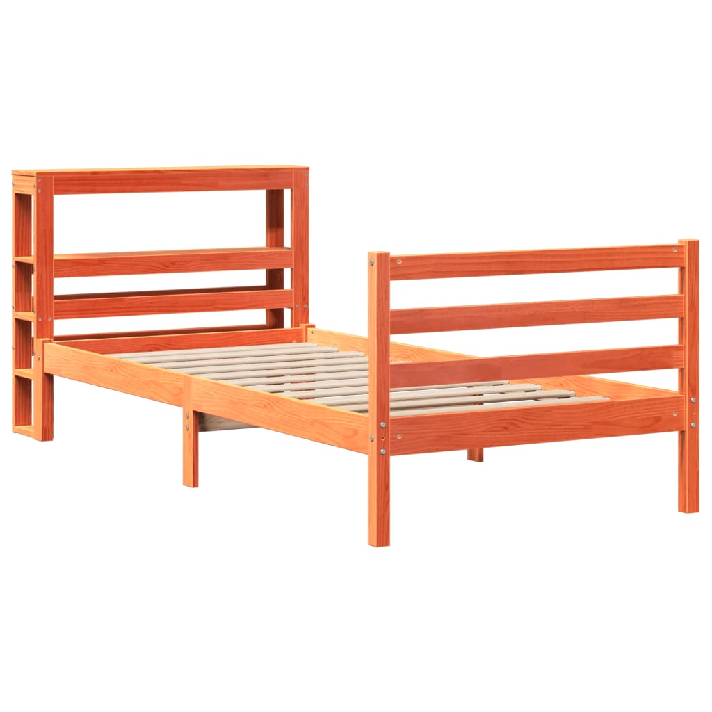 Estructura de cama sin colchón madera maciza marrón 90x190 cm v0931 - Vetonek