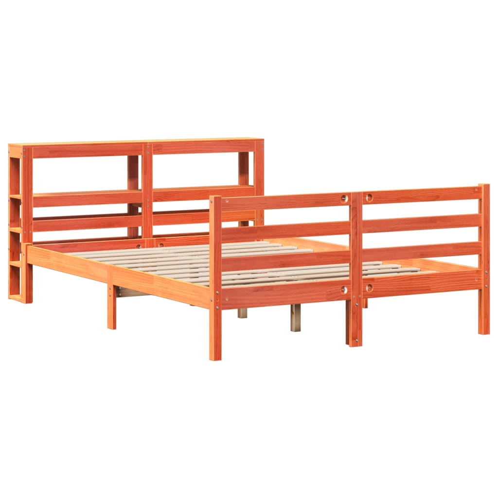 Estructura de cama sin colchón madera maciza marrón 135x190 cm v0955 - Vetonek