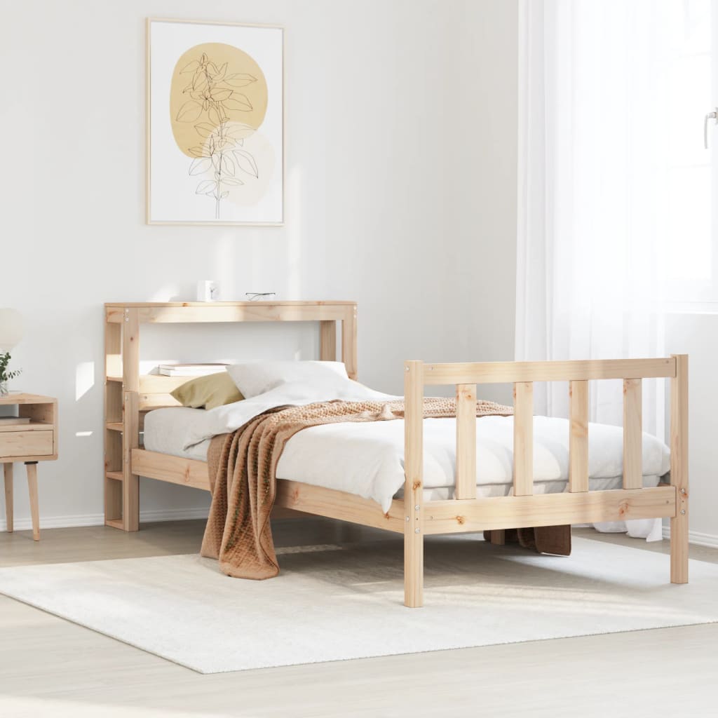 Vetonek Estructura de cama sin colchón madera maciza de pino 100x200 cm