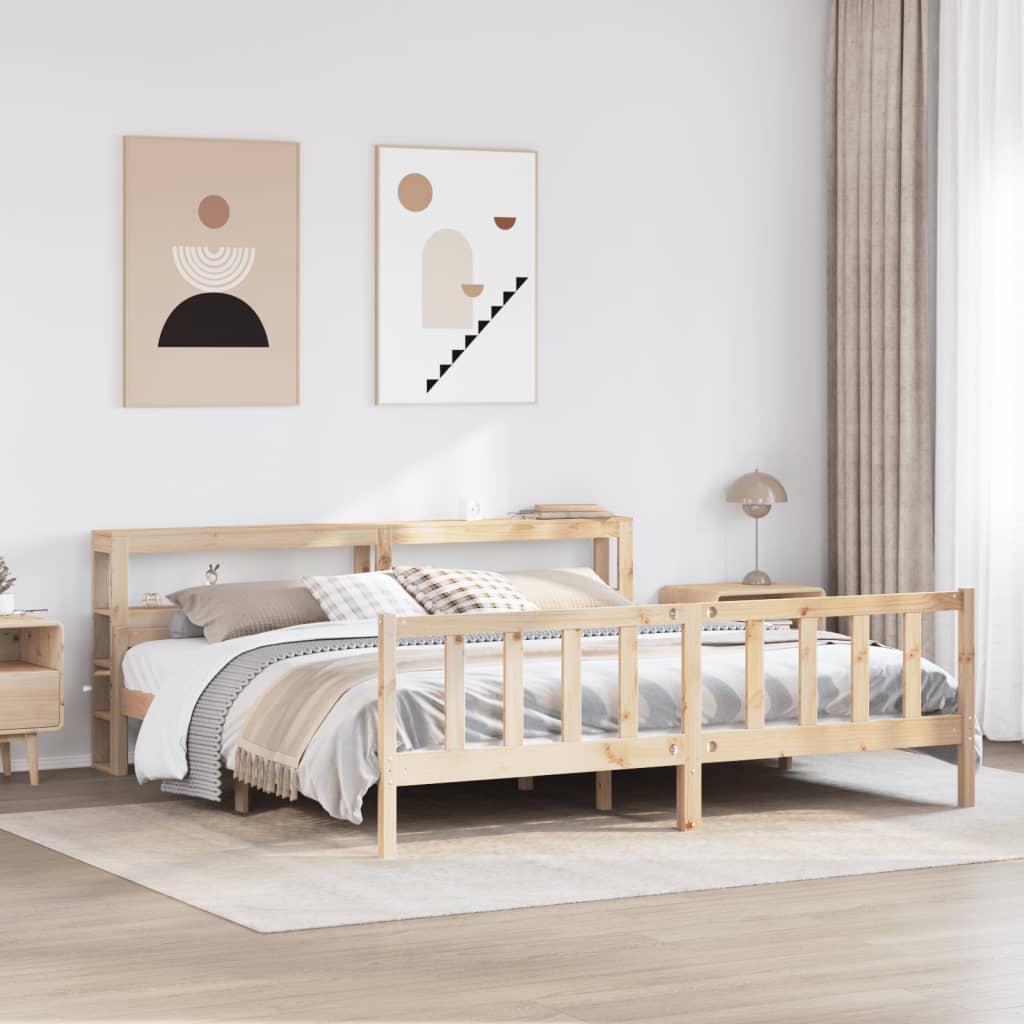 Vetonek Estructura de cama sin colchón madera maciza de pino 180x200 cm