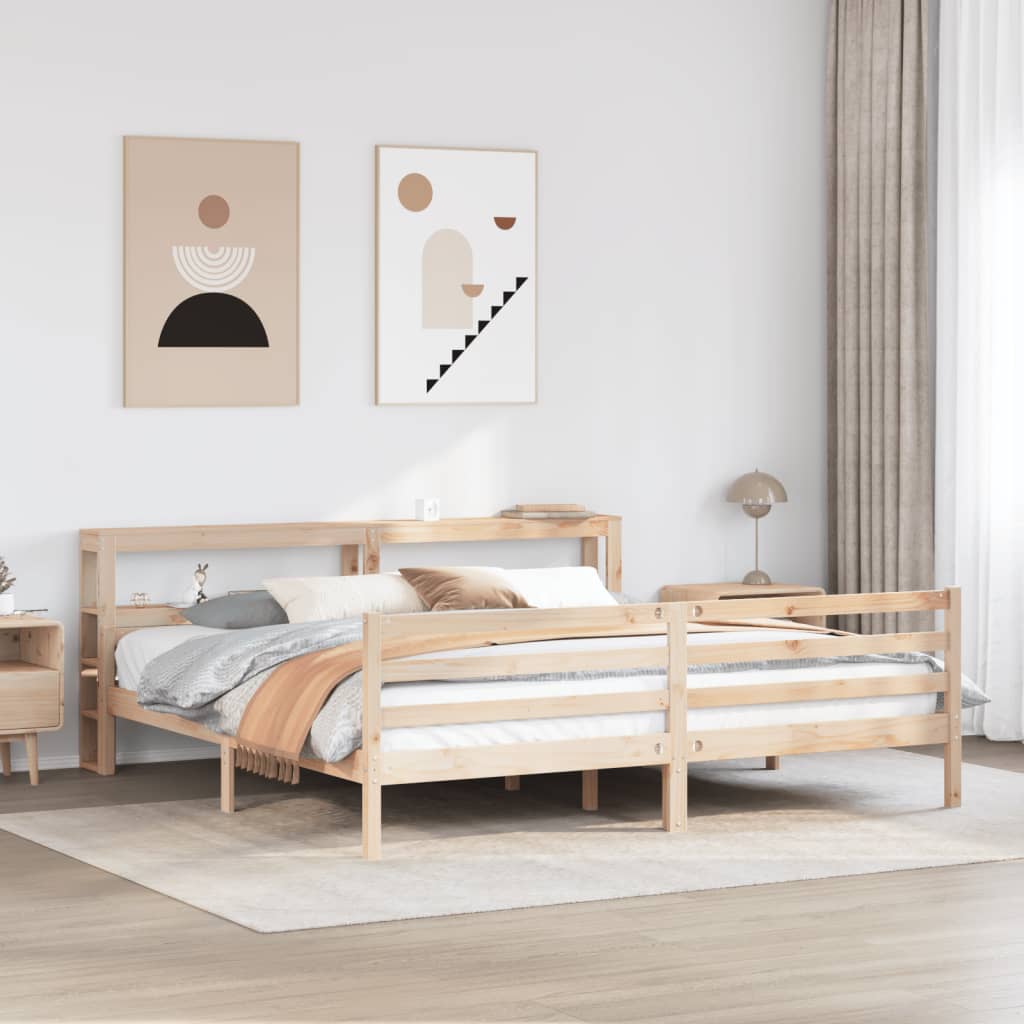 Vetonek Estructura de cama con cabecero madera maciza pino 180x200 cm