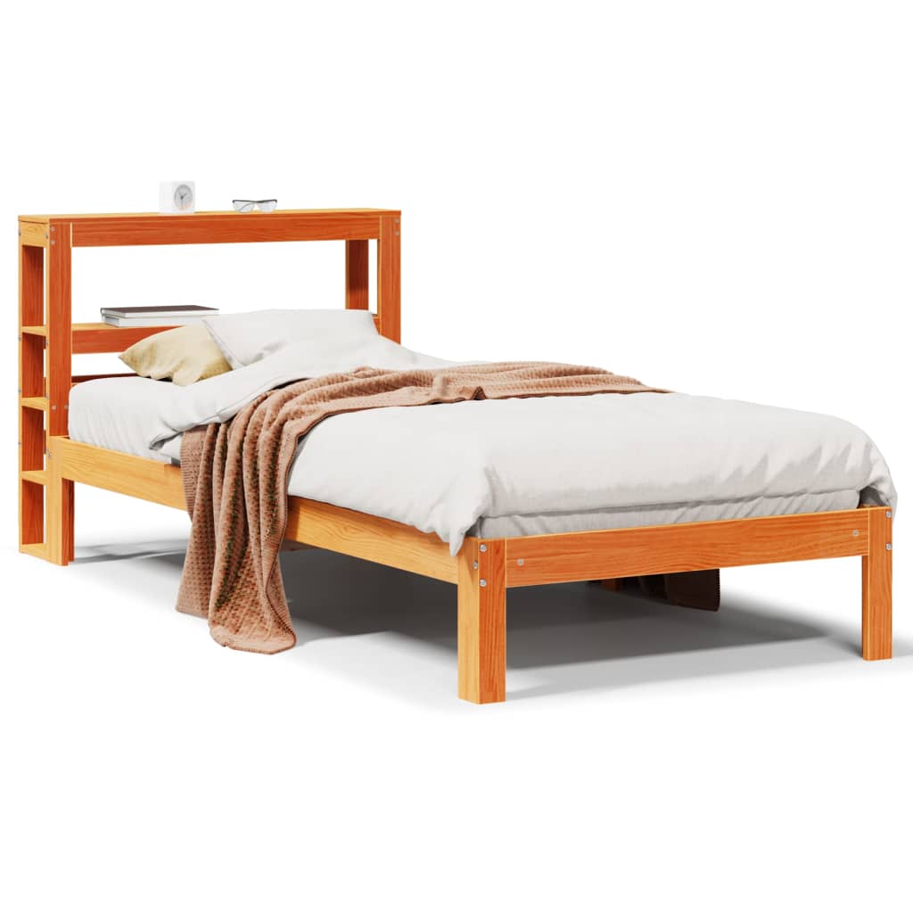 Vetonek Estructura de cama sin colchón madera maciza marrón 75x190 cm
