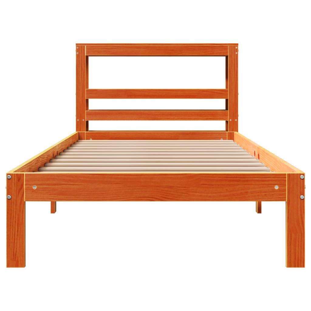 Estructura de cama sin colchón madera maciza marrón 75x190 cm v3130 - Vetonek