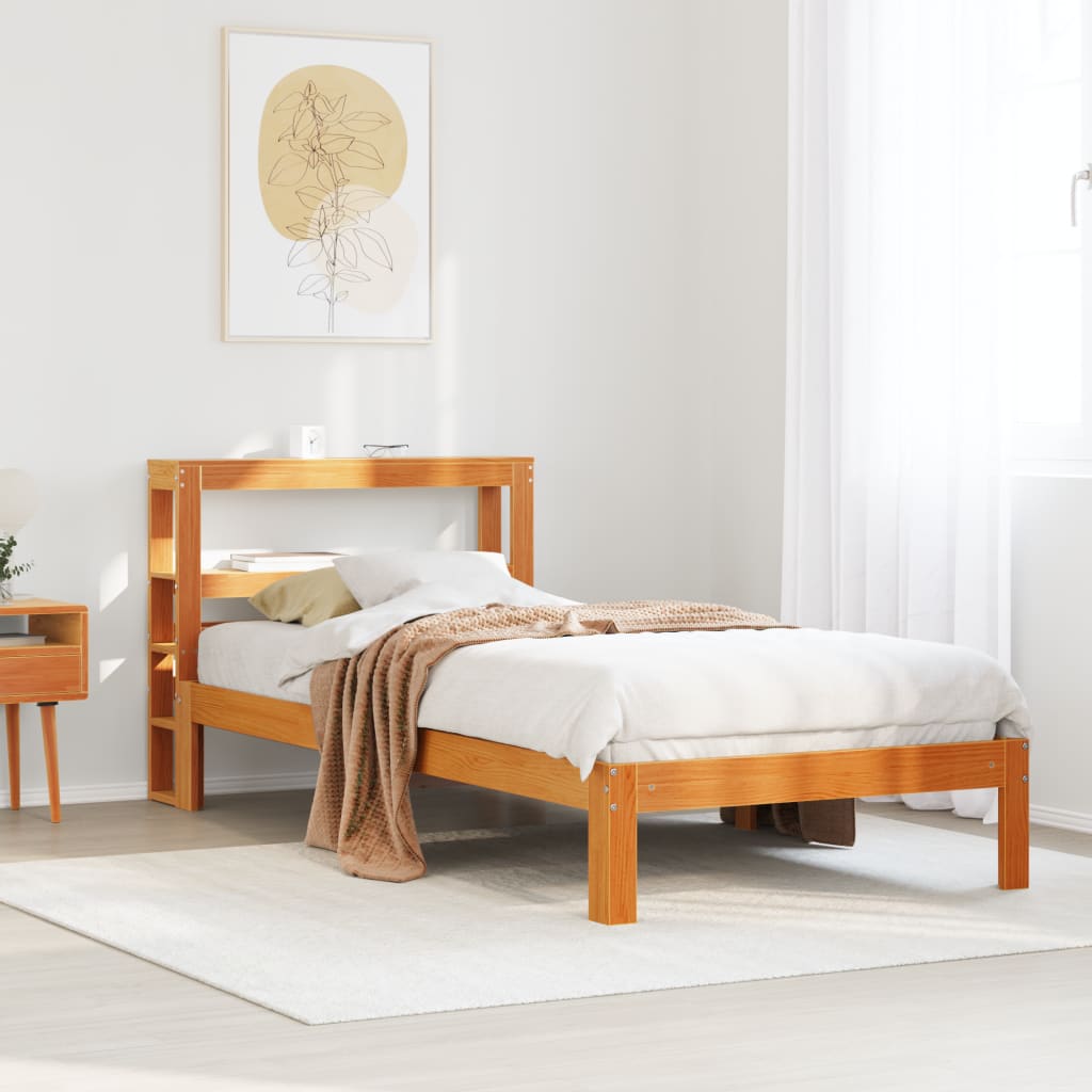 Vetonek Estructura de cama sin colchón madera maciza marrón 90x190 cm