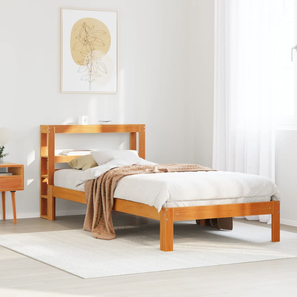 Vetonek Estructura de cama sin colchón madera de pino marrón 90x200 cm