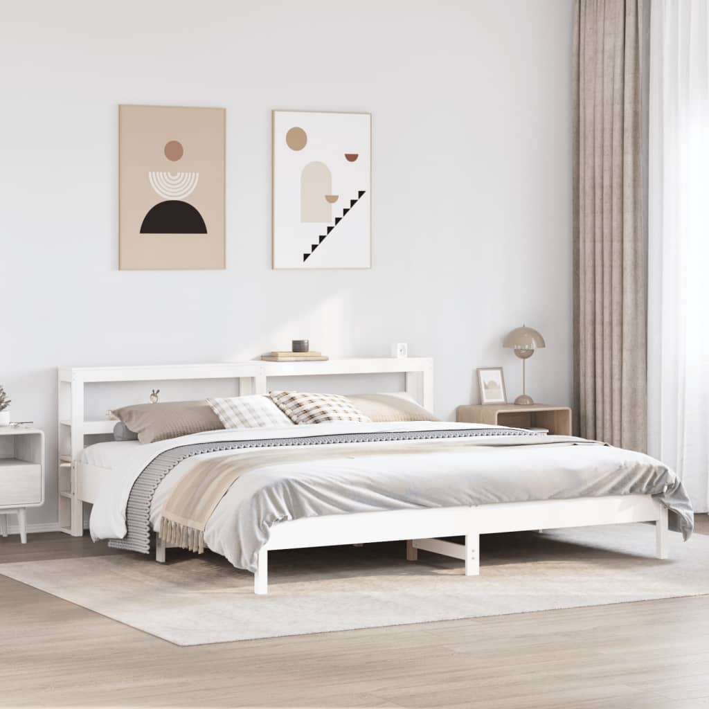 Vetonek Estructura de cama sin colchón madera maciza blanca 200x200 cm