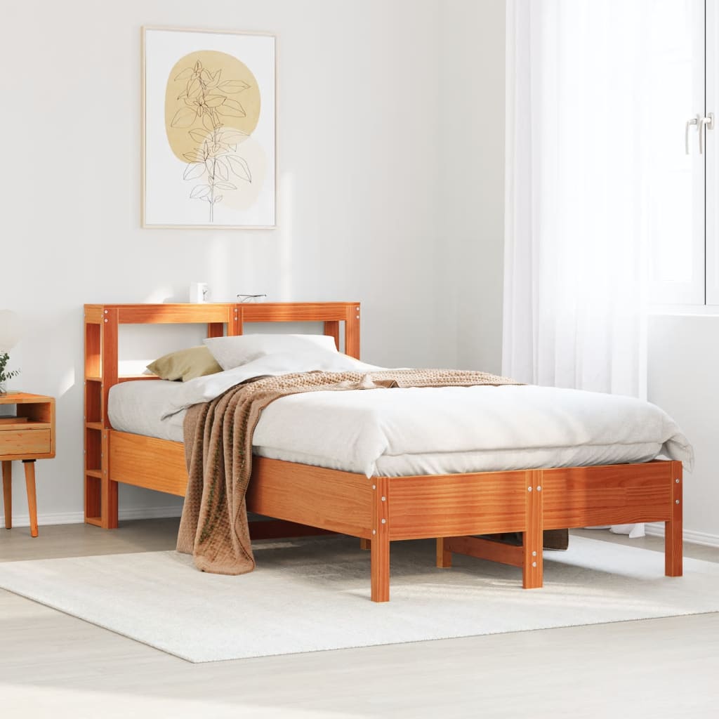 Vetonek Estructura de cama sin colchón madera de pino marrón 90x200 cm