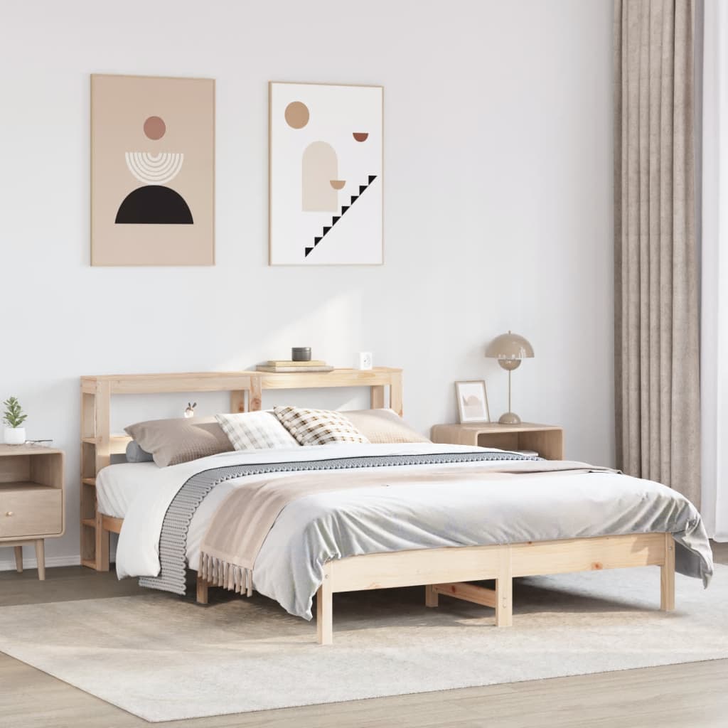 Vetonek Estructura de cama sin colchón madera maciza de pino 140x190 cm