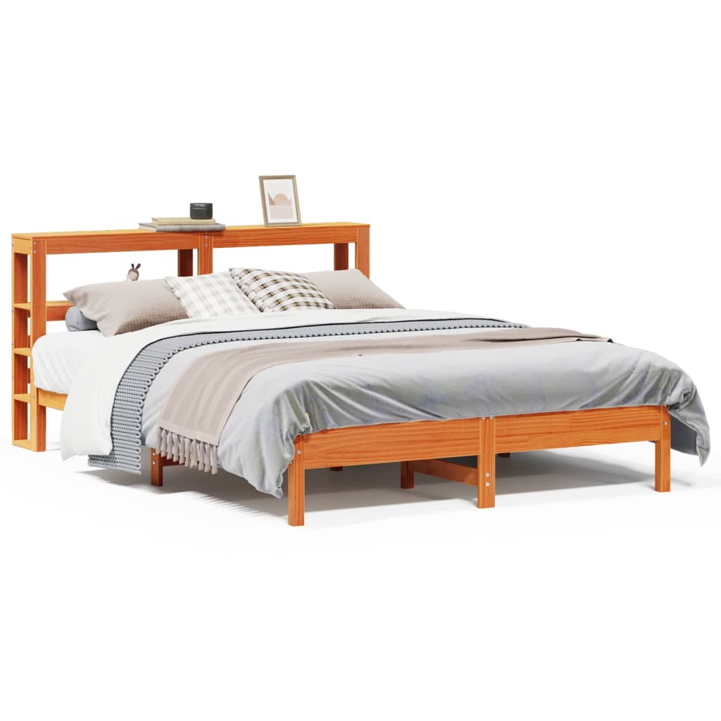 Vetonek Estructura de cama sin colchón madera maciza marrón 135x190 cm