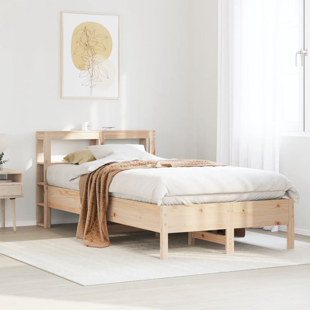 Vetonek Estructura de cama sin colchón madera maciza de pino 90x190 cm