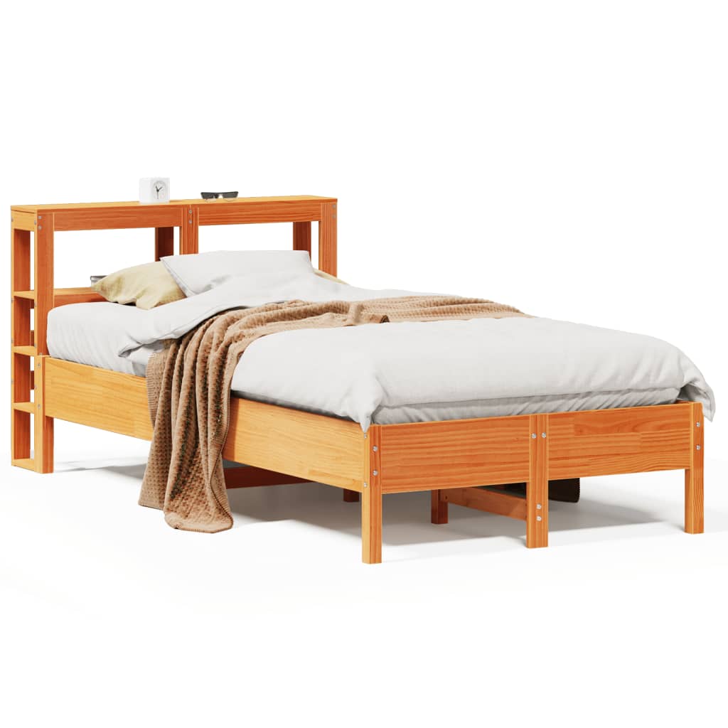 Vetonek Estructura de cama sin colchón madera maciza marrón 75x190 cm