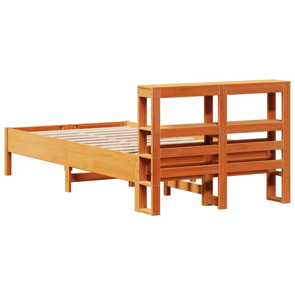 Estructura de cama sin colchón madera maciza marrón 75x190 cm v4298 - Vetonek