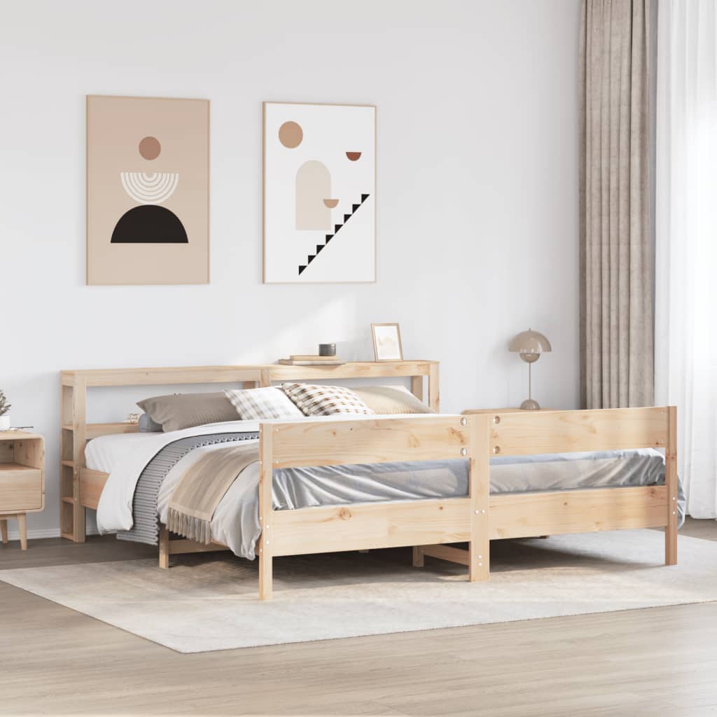 Vetonek Estructura de cama sin colchón madera maciza de pino 200x200 cm