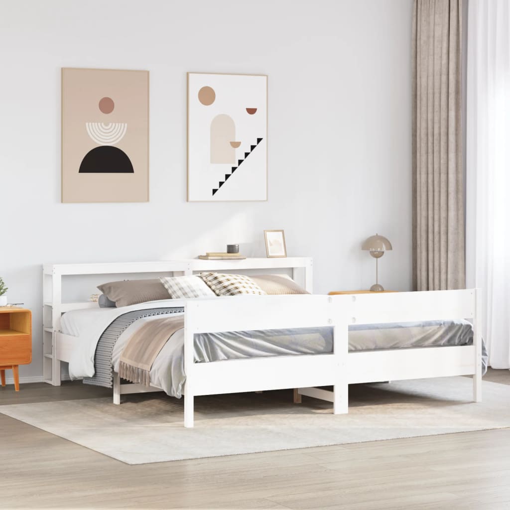 Vetonek Estructura de cama sin colchón madera maciza blanca 200x200 cm