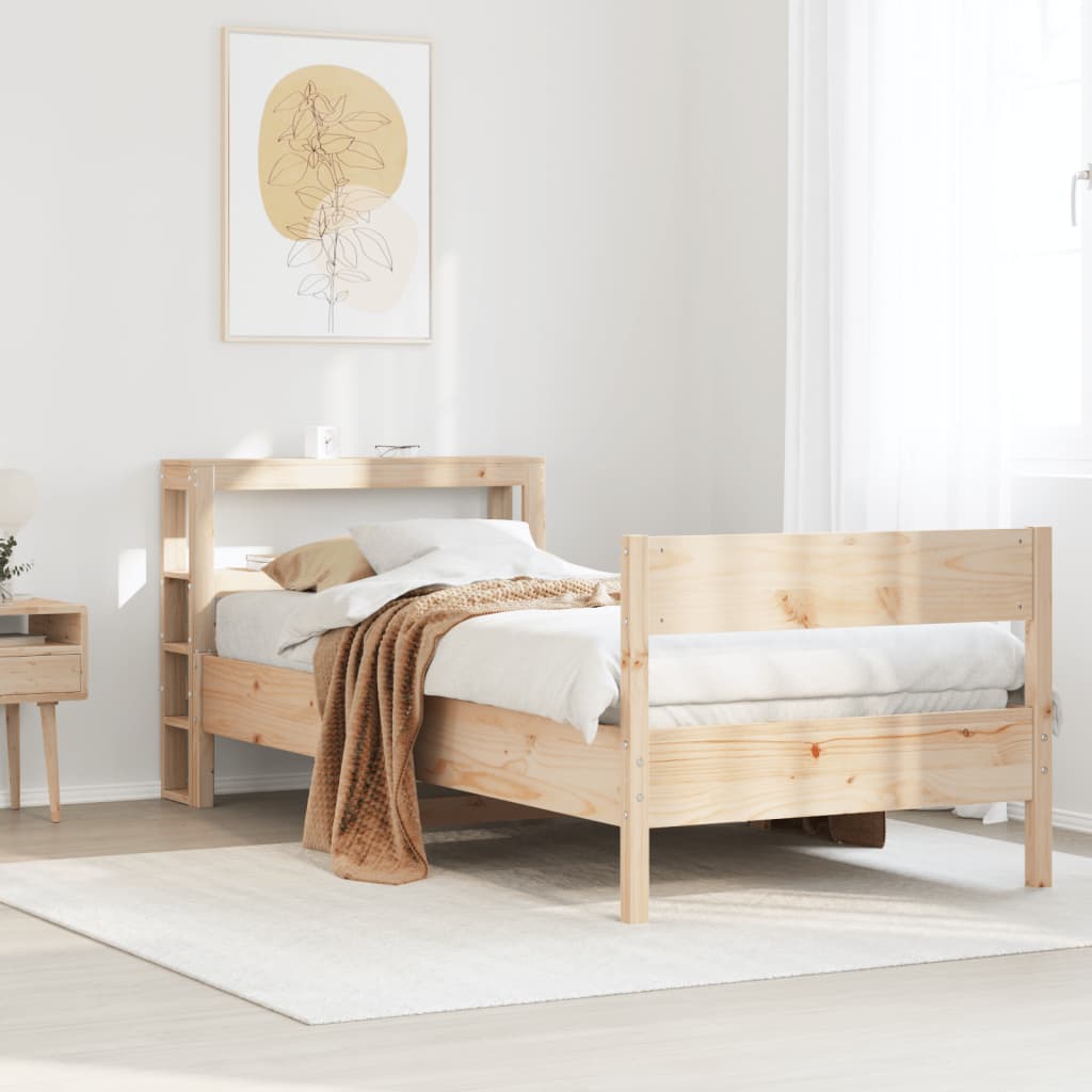 Vetonek Estructura de cama sin colchón madera maciza de pino 100x200 cm