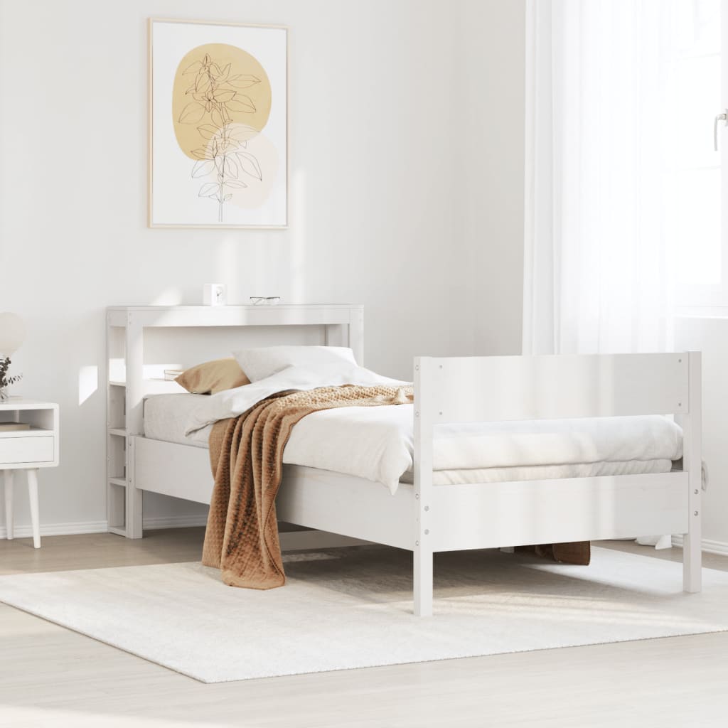 Vetonek Estructura cama sin colchón madera maciza pino blanca 100x200cm