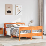 Estructura de cama sin colchón madera maciza marrón 135x190 cm v4595 Vetonek
