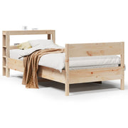 Vetonek Estructura de cama sin colchón madera maciza de pino 90x190 cm