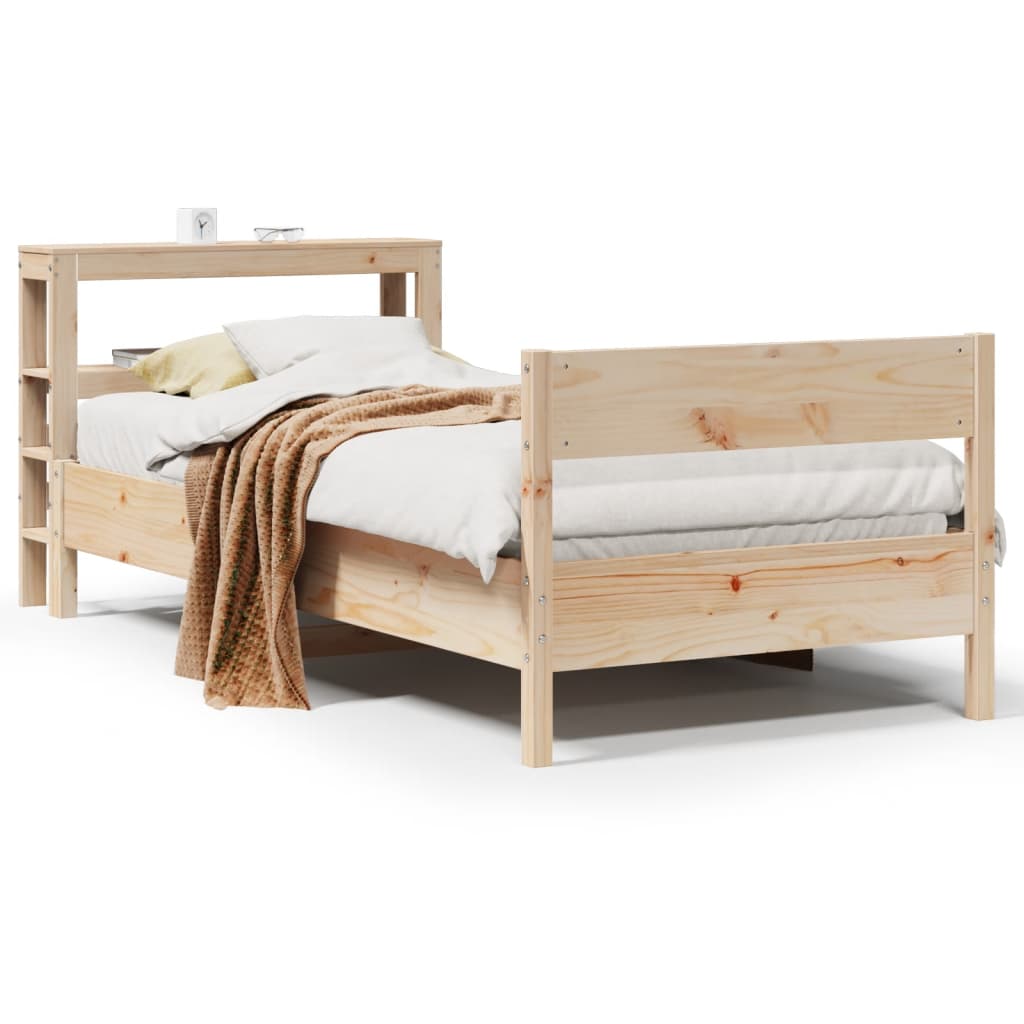 Vetonek Estructura de cama sin colchón madera maciza de pino 90x190 cm