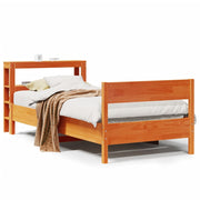 Vetonek Estructura de cama sin colchón madera maciza marrón 90x190 cm