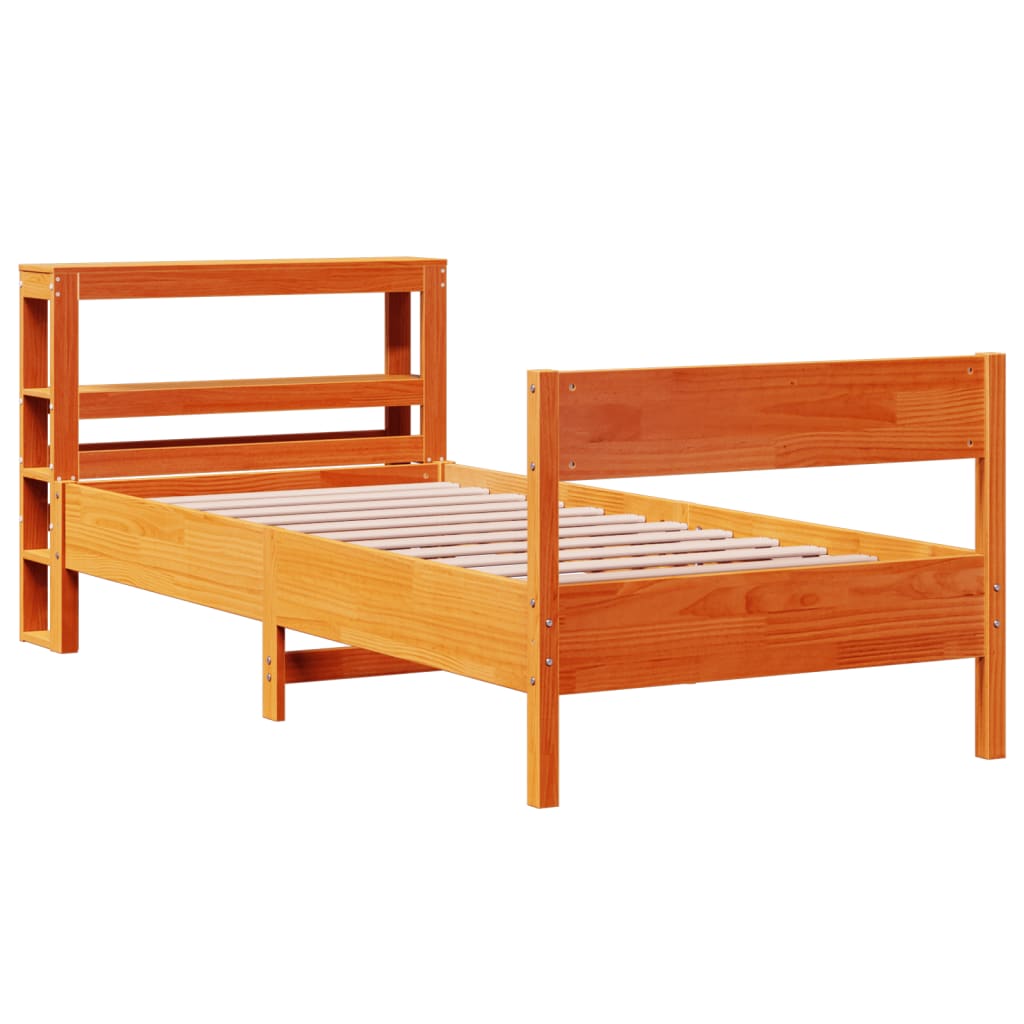 Estructura de cama sin colchón madera maciza marrón 90x190 cm v4656 - Vetonek