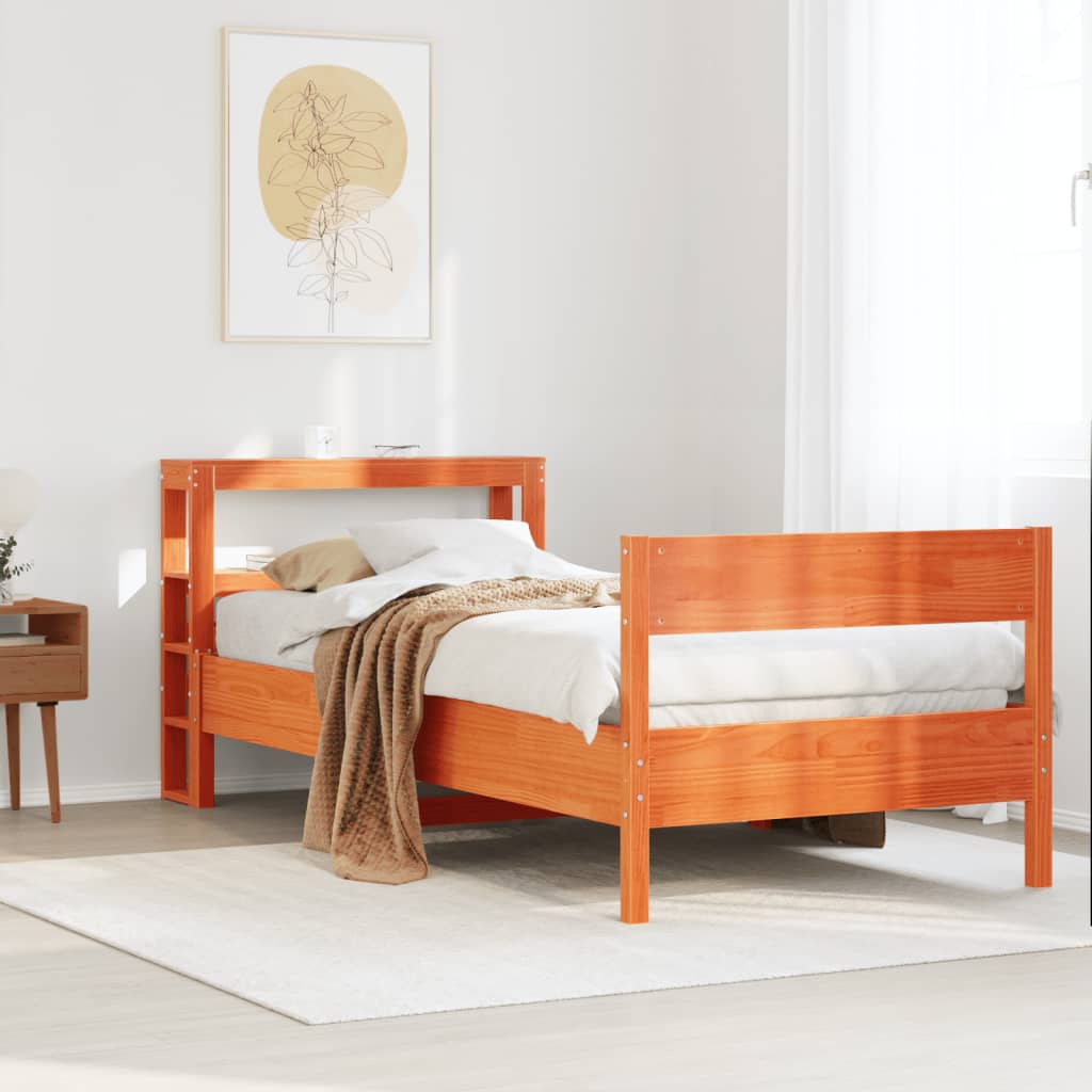 Vetonek Estructura de cama sin colchón madera maciza marrón 90x190 cm