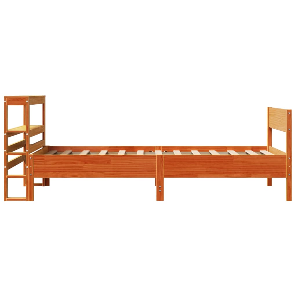 Estructura de cama sin colchón madera maciza marrón 90x190 cm v4656 - Vetonek