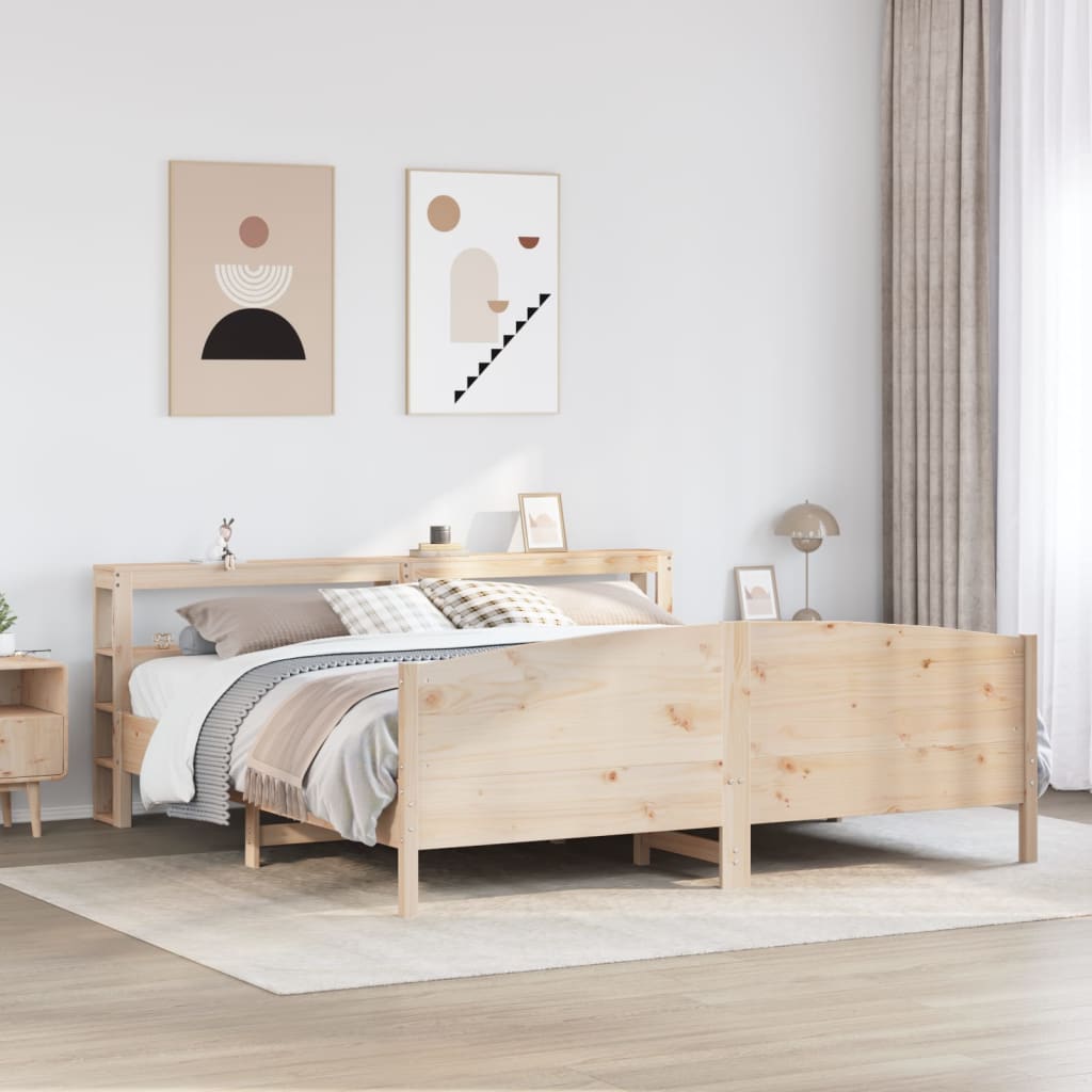 Vetonek Estructura de cama sin colchón madera maciza de pino 180x200 cm