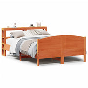 Vetonek Estructura de cama sin colchón madera maciza marrón 135x190 cm