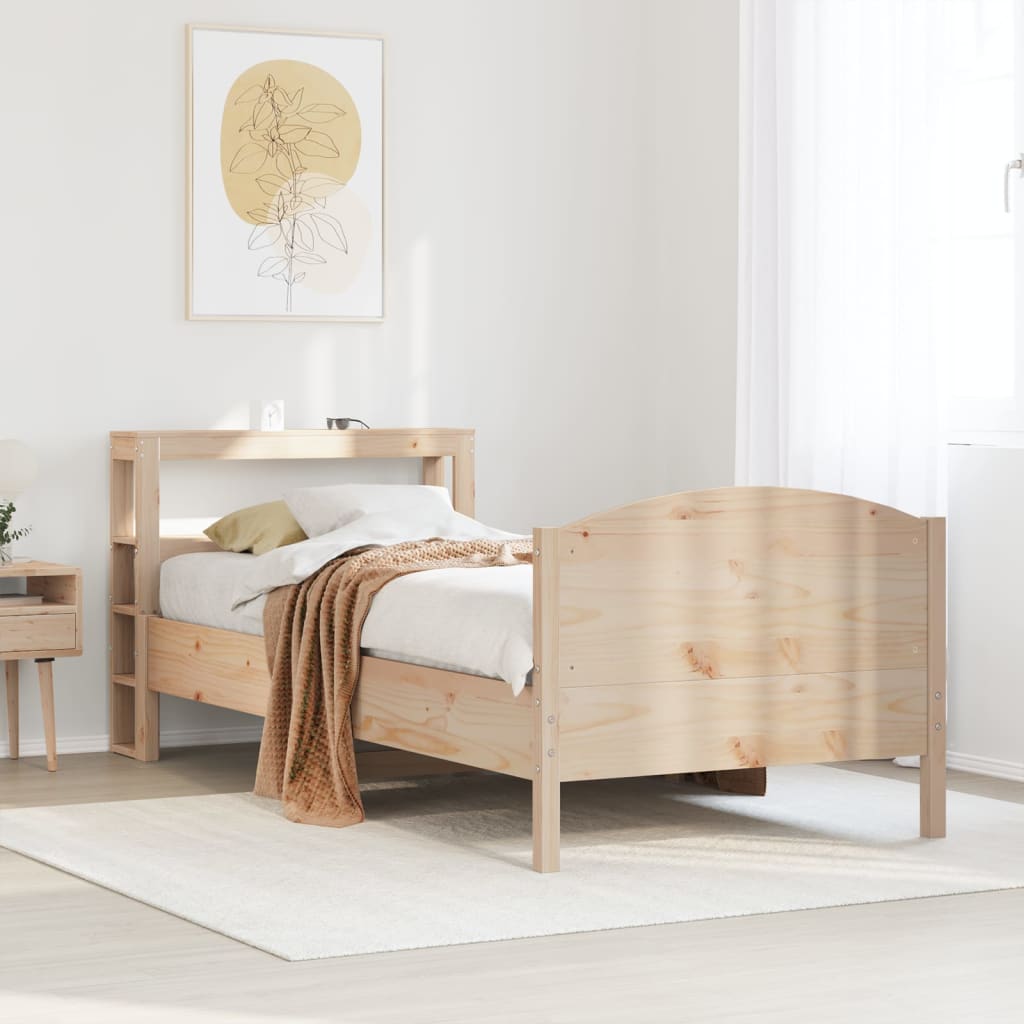 Vetonek Estructura de cama sin colchón madera maciza de pino 100x200 cm