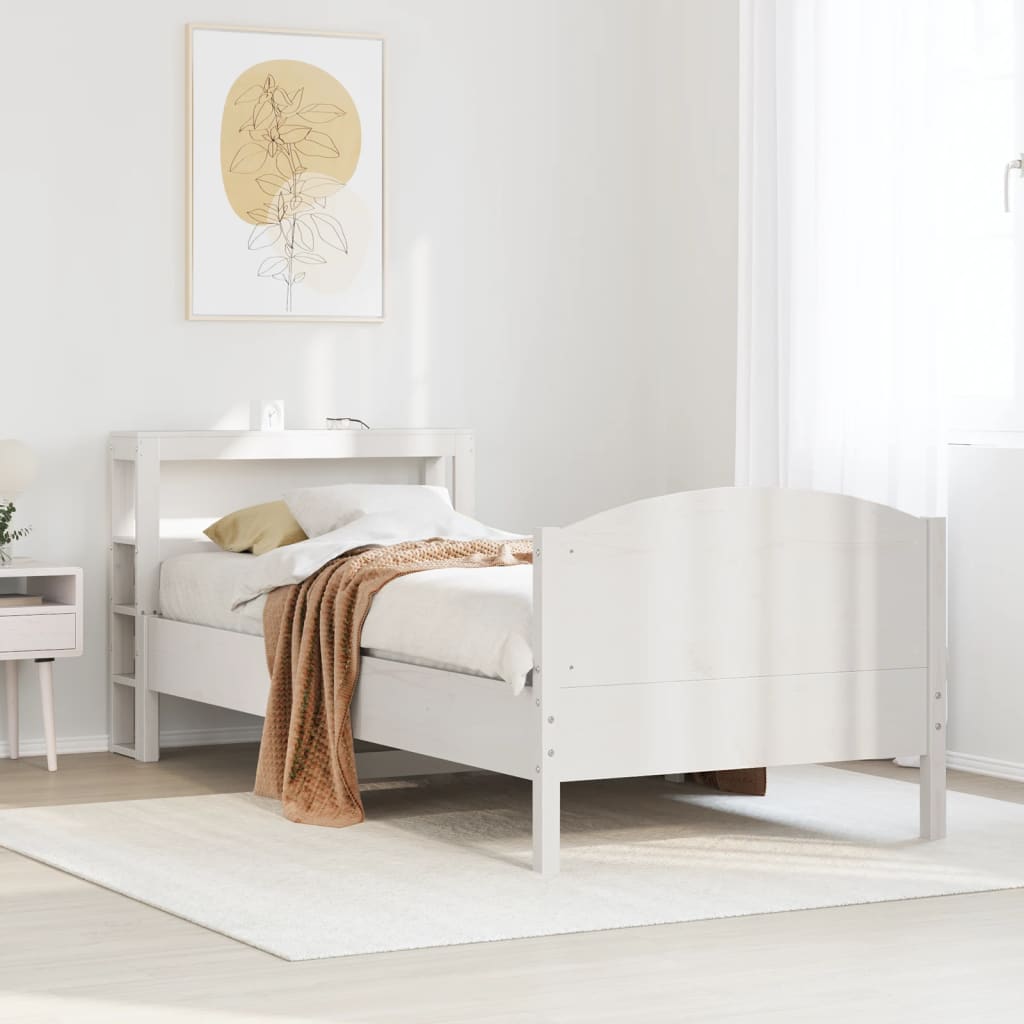 Vetonek Estructura cama sin colchón madera maciza pino blanca 100x200cm