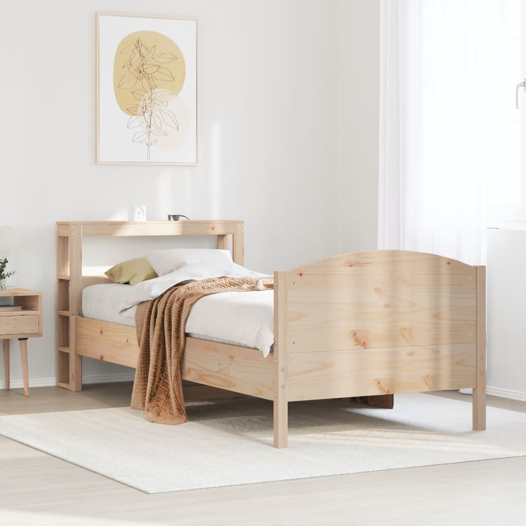 Vetonek Estructura de cama sin colchón madera maciza de pino 90x200 cm