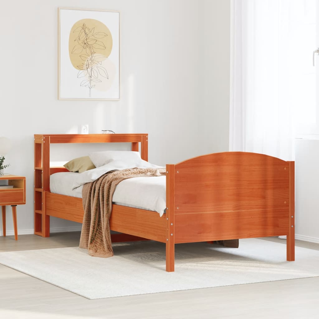 Vetonek Estructura de cama sin colchón madera de pino marrón 90x200 cm