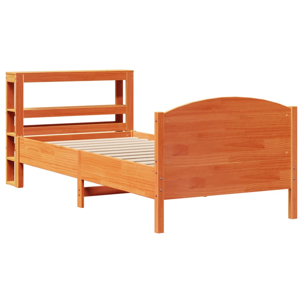 Estructura de cama sin colchón madera maciza marrón 75x190 cm v5073 - Vetonek