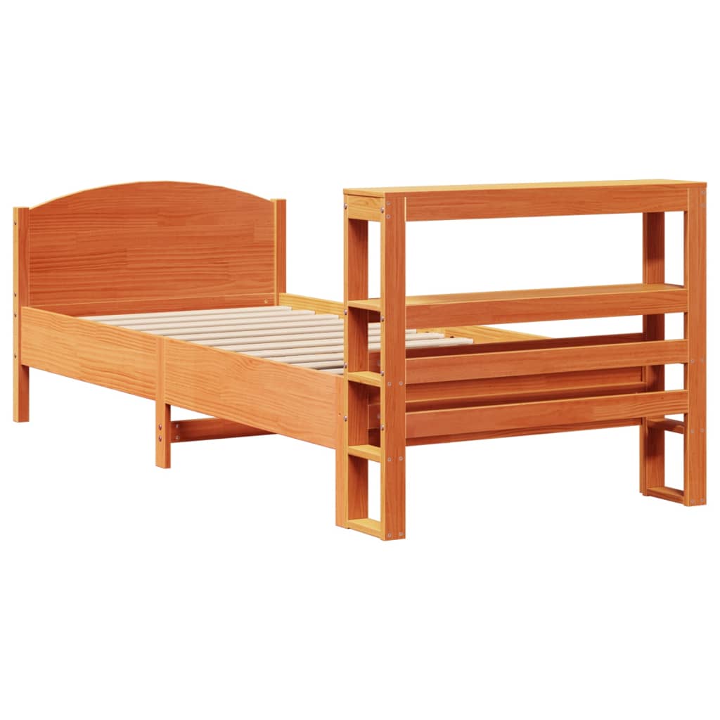 Estructura de cama sin colchón madera maciza marrón 75x190 cm v5073 - Vetonek