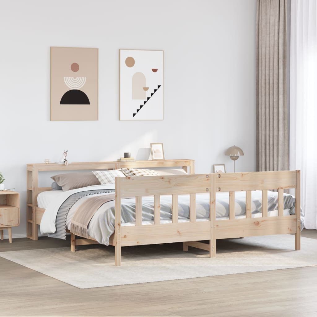 Vetonek Estructura de cama sin colchón madera maciza de pino 200x200 cm