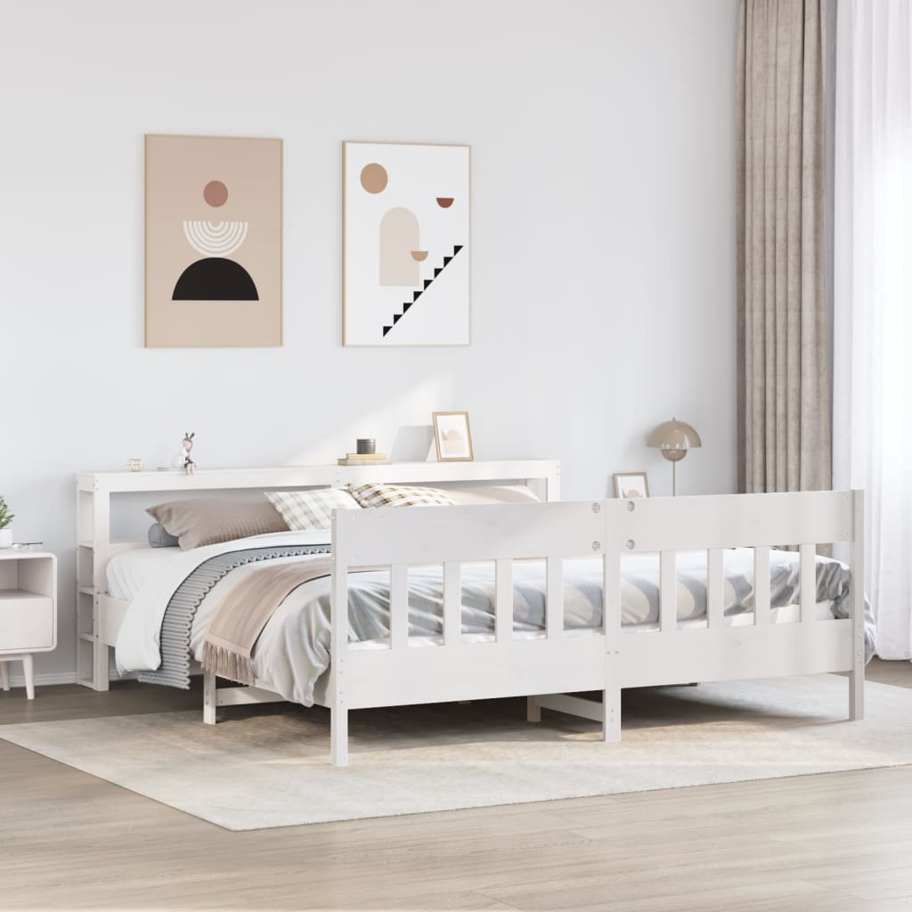 Vetonek Estructura de cama sin colchón madera maciza blanca 200x200 cm