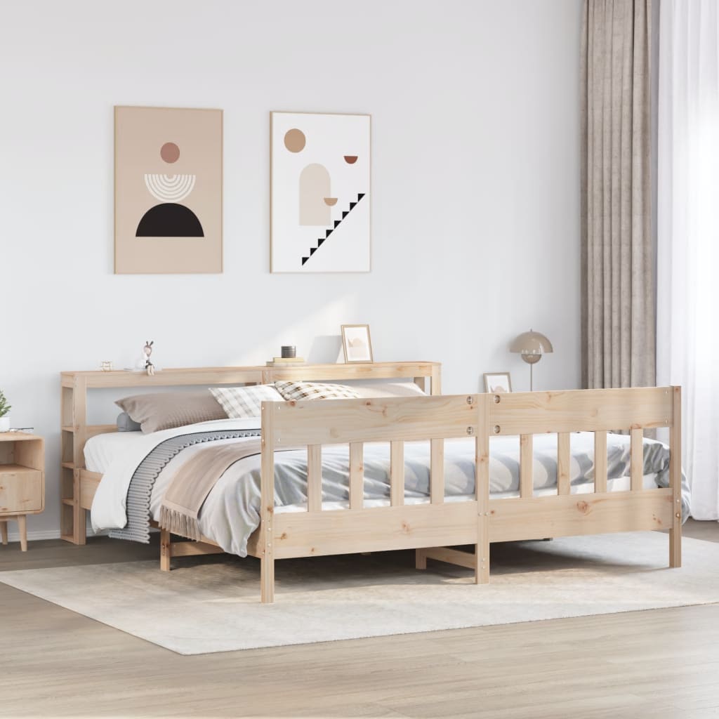 Vetonek Estructura de cama sin colchón madera maciza de pino 180x200 cm