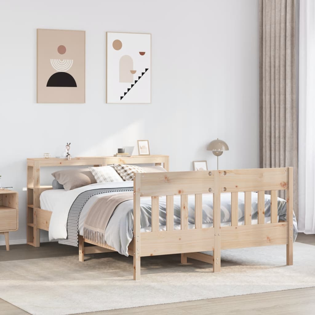 Vetonek Estructura de cama sin colchón madera maciza de pino 140x190 cm