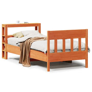 Vetonek Estructura de cama sin colchón madera maciza marrón 75x190 cm