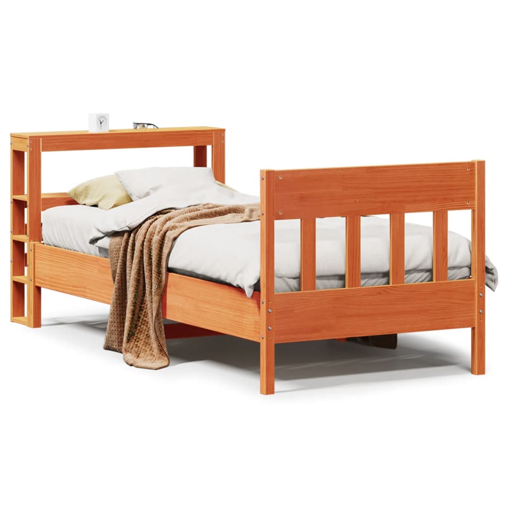 Vetonek Estructura de cama sin colchón madera maciza marrón 75x190 cm