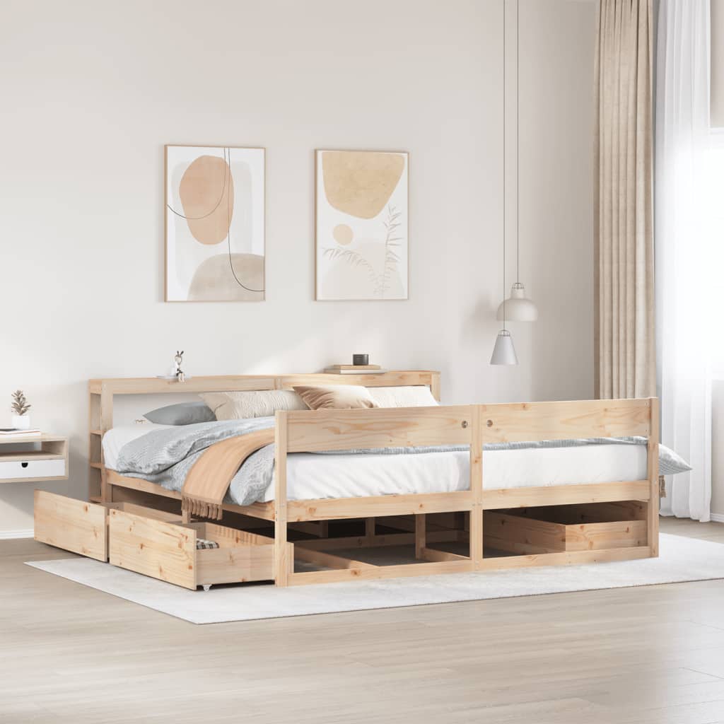 Vetonek Estructura de cama sin colchón madera maciza de pino 200x200 cm