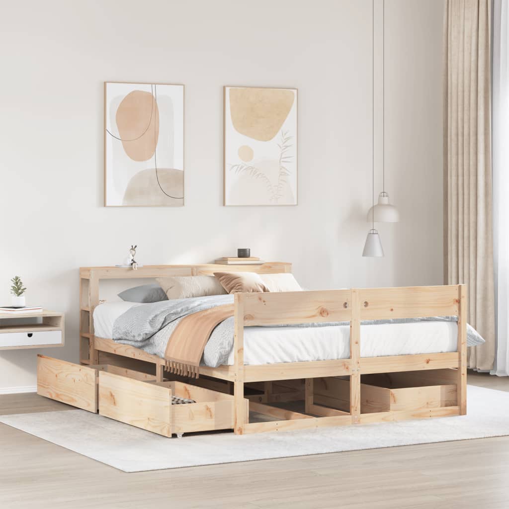 Vetonek Estructura de cama sin colchón madera maciza de pino 160x200 cm